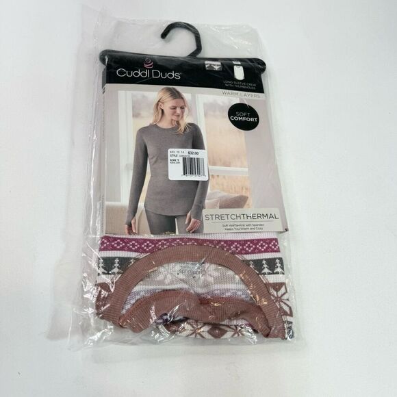 Cuddl Duds Shirt Womens Medium Multi-Color Long-Sleeve with Thumbholes new - Picture 1 of 7